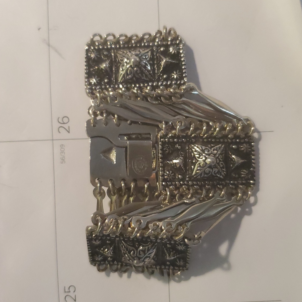 Vintage Taxco Mexico Sterling Silver925 A Wide Multi-Row Panel Link Bracelet - Picture 16 of 16